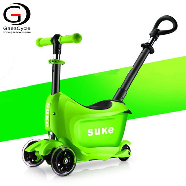 3 In 1 Baby Scooters With Storage Box Three Wheels Adjustable Ride On Kids Scooters Changzhou